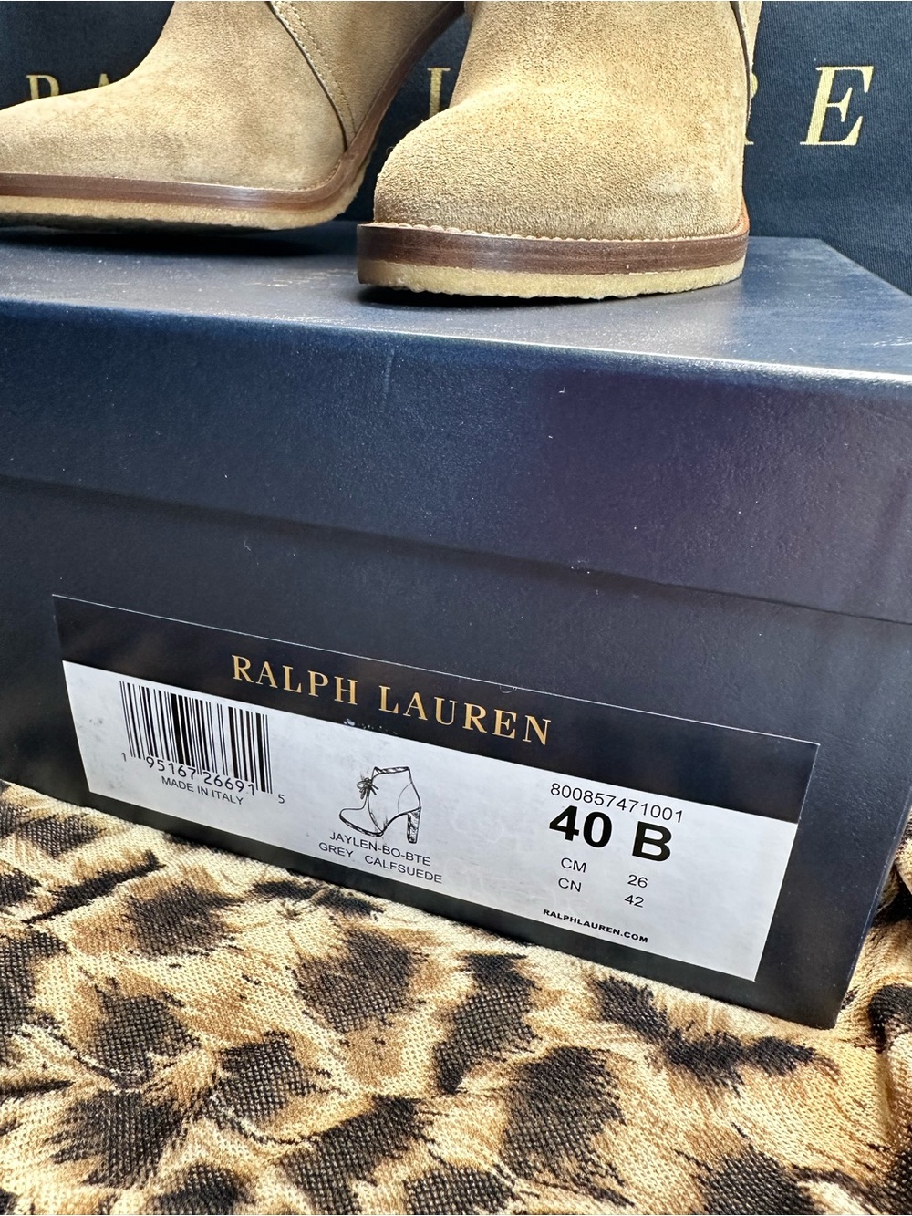 Ralph Lauren Collection Jaylen Greige Calf-Suede Bootie 40B EU/10B US NIB - Picture 13 of 16